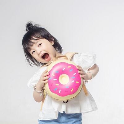 Custom Toddler Backpack Cartoon Doughnut Design Anti Lost Backpack Kids Schoolbag