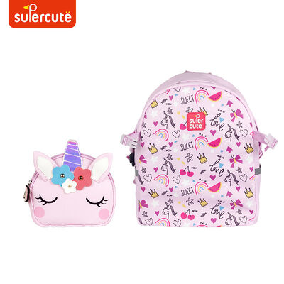 Supercute Custom Unicorn Shoulder Bag And Backpack School Bag Set Kids Backpack