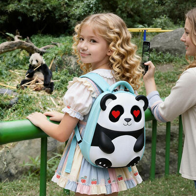 Supercute Custom 3D Cartoon LED Panda Kids Backpack School Travel Bags For Kids