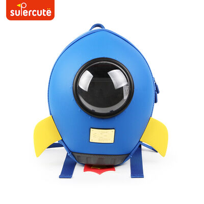 Supercute 3D Cartoon Backpack مخصص للأطفال حقيبة مدرسية على شكل صاروخ على ظهره