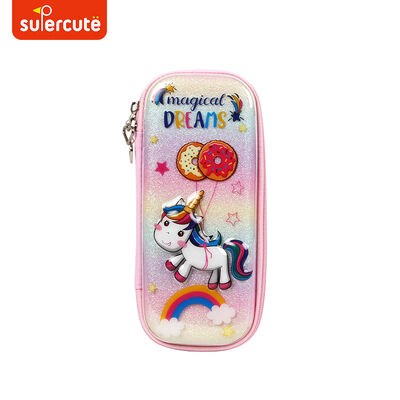 Supercute Waterproof 3d Pencil Case Custom Unicorn Hard Eva Kawaii Stationery Bag