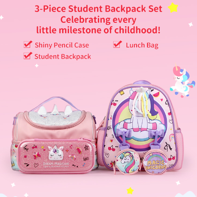 Supercute Personalised Backpack Wholesale 3 In 1 Backpack Set Lunch Bag Pencil Bag