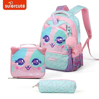 Supercute 3 Pcs Custom School Bag Back To School Backpack Set Lunch Bag Pencil Bag