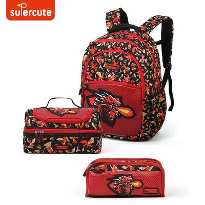Supercute 3 In 1 Wholesale Backpack Custom School Backpack Set Lunch Bag Pencil Bag