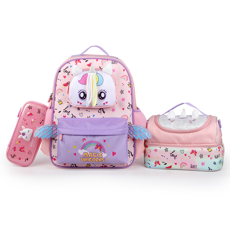Supercute 3 In 1 Custom School Backpack Set Lunch Bag Pencil Bag For Kids