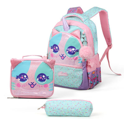 Conjunto de Mochila Escolar Personalizada Super fofo 3 Peças, Mochila para a Escola, Lancheira e Estojo